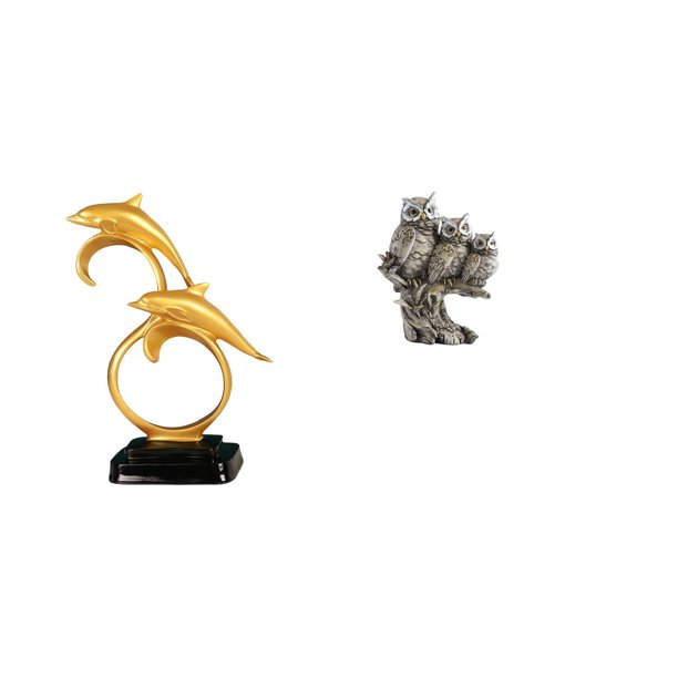 Figura de delfín,Colección de adornos de escritorio con figuras de delfines,Figuras de búho,Figuras de búho,animales artificiales,artesanías,decoración del hogar,Figura en miniatura de