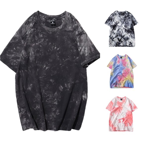 Trendfront Mens Tie Dye Oversized T Shirts Crewneck Short Sleeve Multicolor Wash Effect Casual Summer Street Style Tee Tops