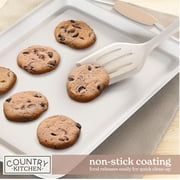 Country Kitchen Bakeware Set, 22-Piece Nonstick Stackable Baking Sheets with Silicone Handles, Taupe