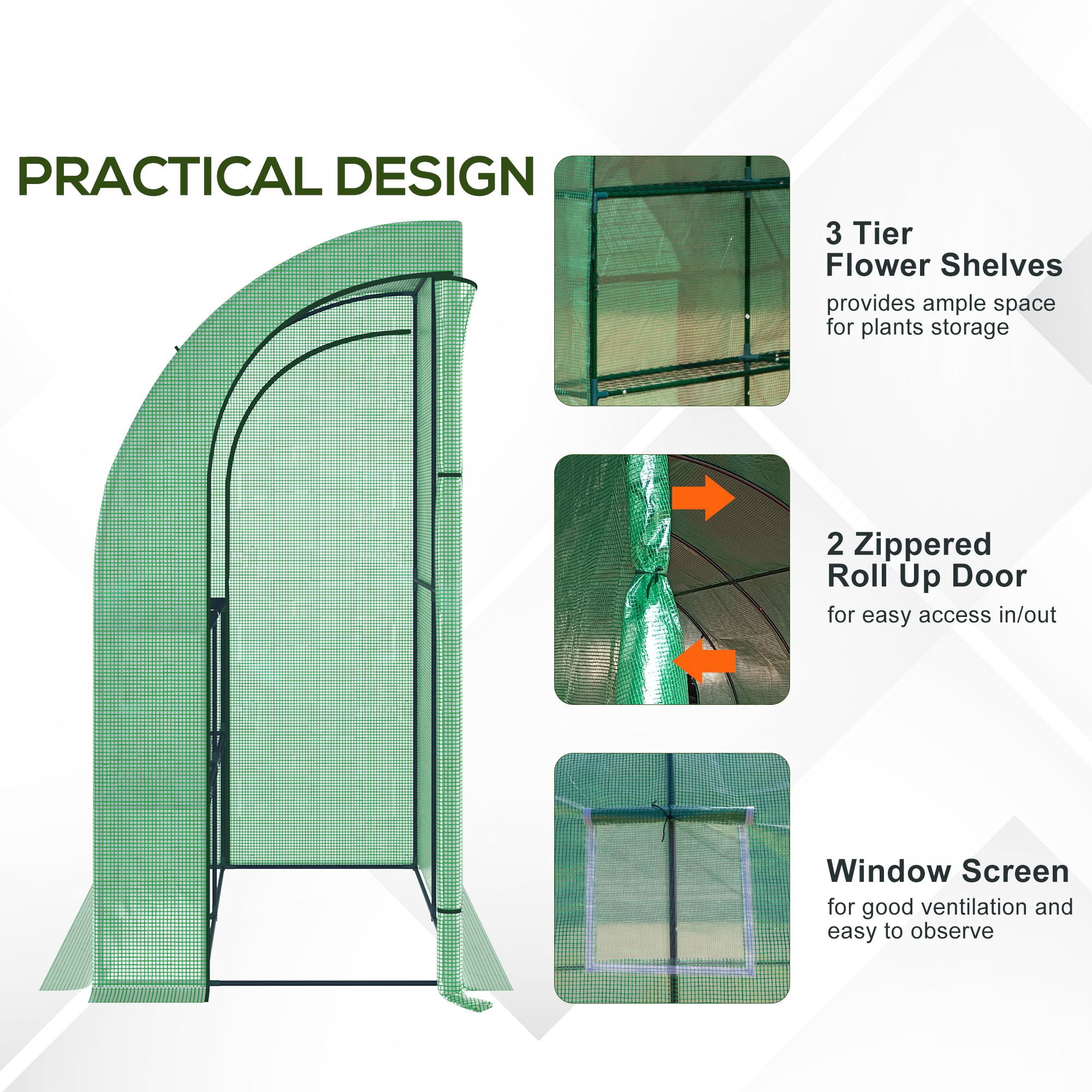 Outsunny 7' x 3' x 7' Plant Garden Greenhouse with Window, Green