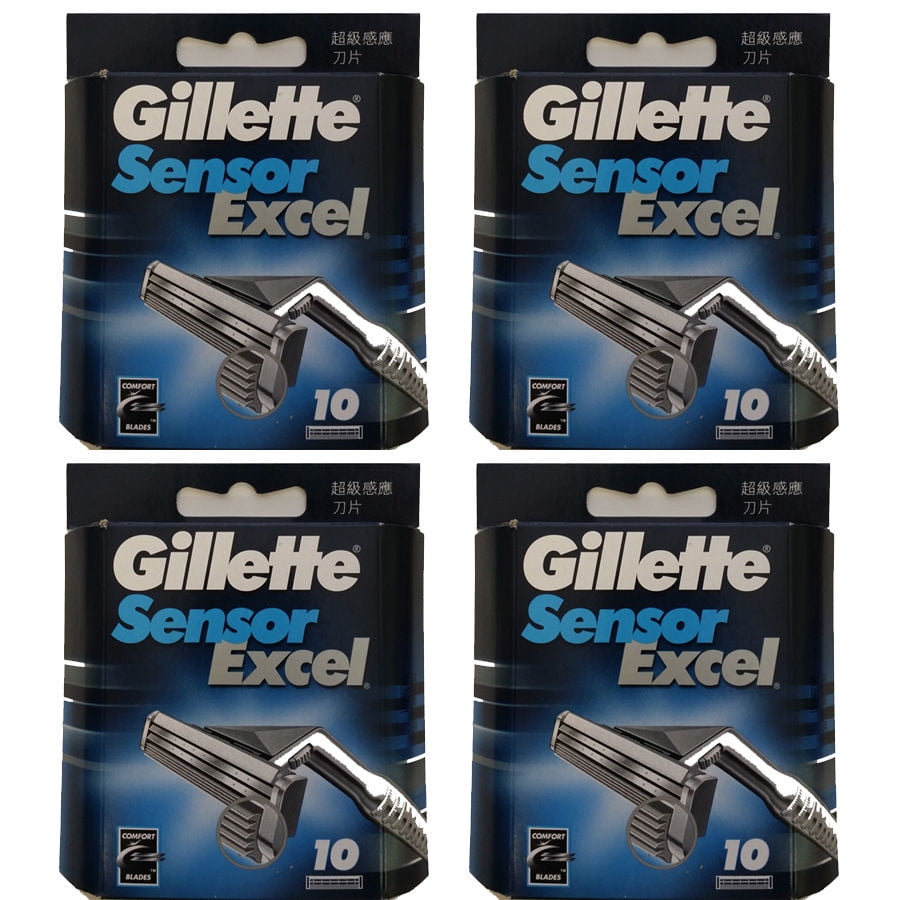 40 Ct Gillette Sensor Excel Refills Blades Cartridges (4 Packs of 10