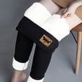 thumbnail image 5 of Gibobby Pantalones para mujer Leggings de mujer Pantalones de yoga cálidos de felpa de color sólido de cintura alta elásticos de longitud completa(Negro,G), 5 of 5
