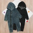 thumbnail image 3 of Combinaison de Printemps et d'Automne pour Enfants en Jean à Manches Longues à Capuche en Couleur Unie, 3 of 11