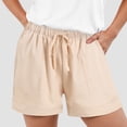 thumbnail image 5 of vigerkar Casual Shorts for Women Comfy Elastic Waist Drawstring Pocket Shorts Pants Beige, S, 5 of 9