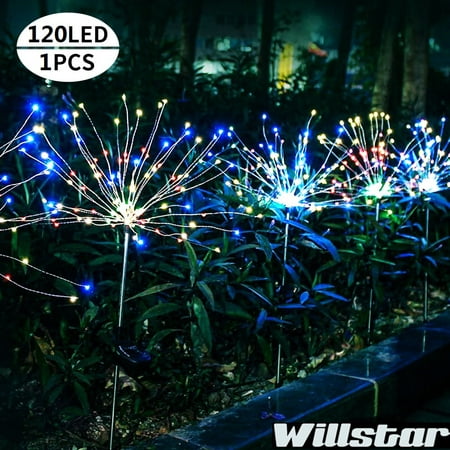 Willstar 120 LED Waterproof Solar Outdoor Grass Globe Light Dandelion Lamp For Garden Lawn Landscape Lamp Holiday Light(1Pc)
