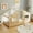 Natural, variant on Twin Size Montessori Floor Bed, Wood House Bed Frame with 8 LED Light Strips and Double Windows, Playhouse Floor Bed without Slats, Easy to Assembly, Gray