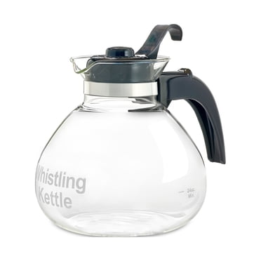 Glass 12 Cup Stove Top Whistling Tea Kettle by Medelco