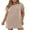 Khaki, variant on DOKOTOO Women's Casual Dresses Straight Loose Crew Neck Summer T Shirt Dress Short Sleeve Ribbed T-shirt Mini Dress Holiday Vacation with Pocket Brown Size L US12-14