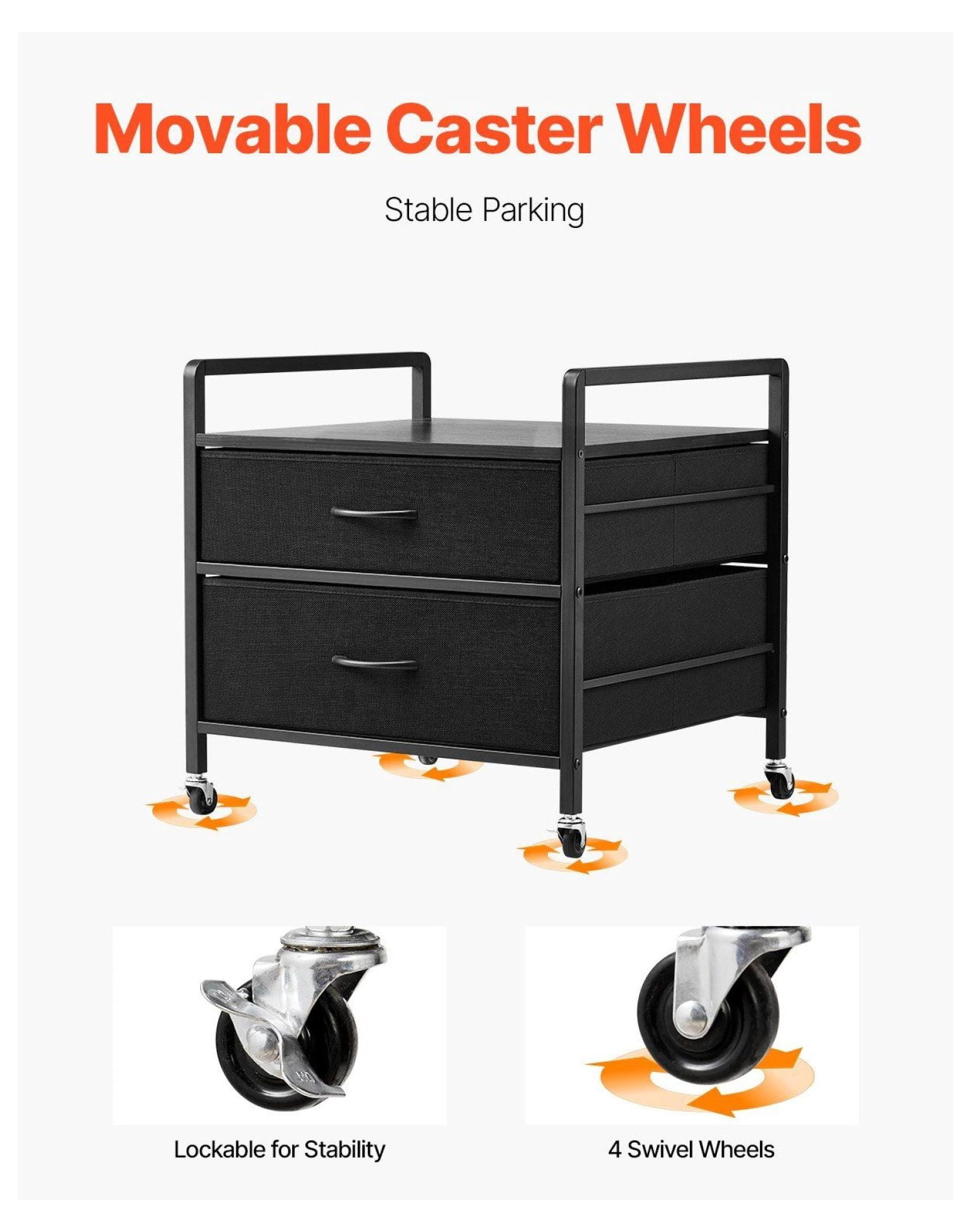 Mini Fridge Stand with Storage, 176 lb Capacity, 2 Drawers & Wheels - Black Organizer for Dorm, Apartment, Office - Mobile Mini Fridge Table