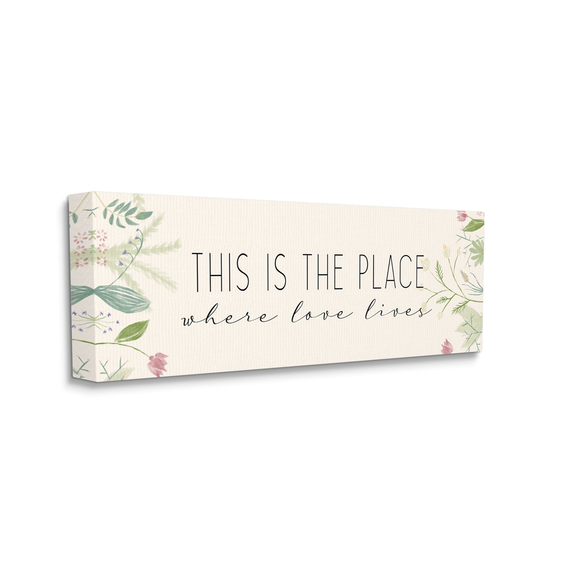 Stupell Industries Where Love Lives Phrase Quaint Floral Charm Canvas Wall Art by Kim Allen