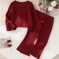 thumbnail image 6 of Mnyotv Girls Cute Red Bow Long Sleeve Tops and Flared Pants Toddler Baby Girl Fall Clothes Size 2-3 Years, 6 of 7