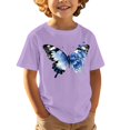thumbnail image 5 of YunPes Cap Sleeve T-shirts for Girls Colorful Butterfly Print Crewneck Blouse Tee Kids Casual Loose Fit Pullover Summer Tops, 5 of 8