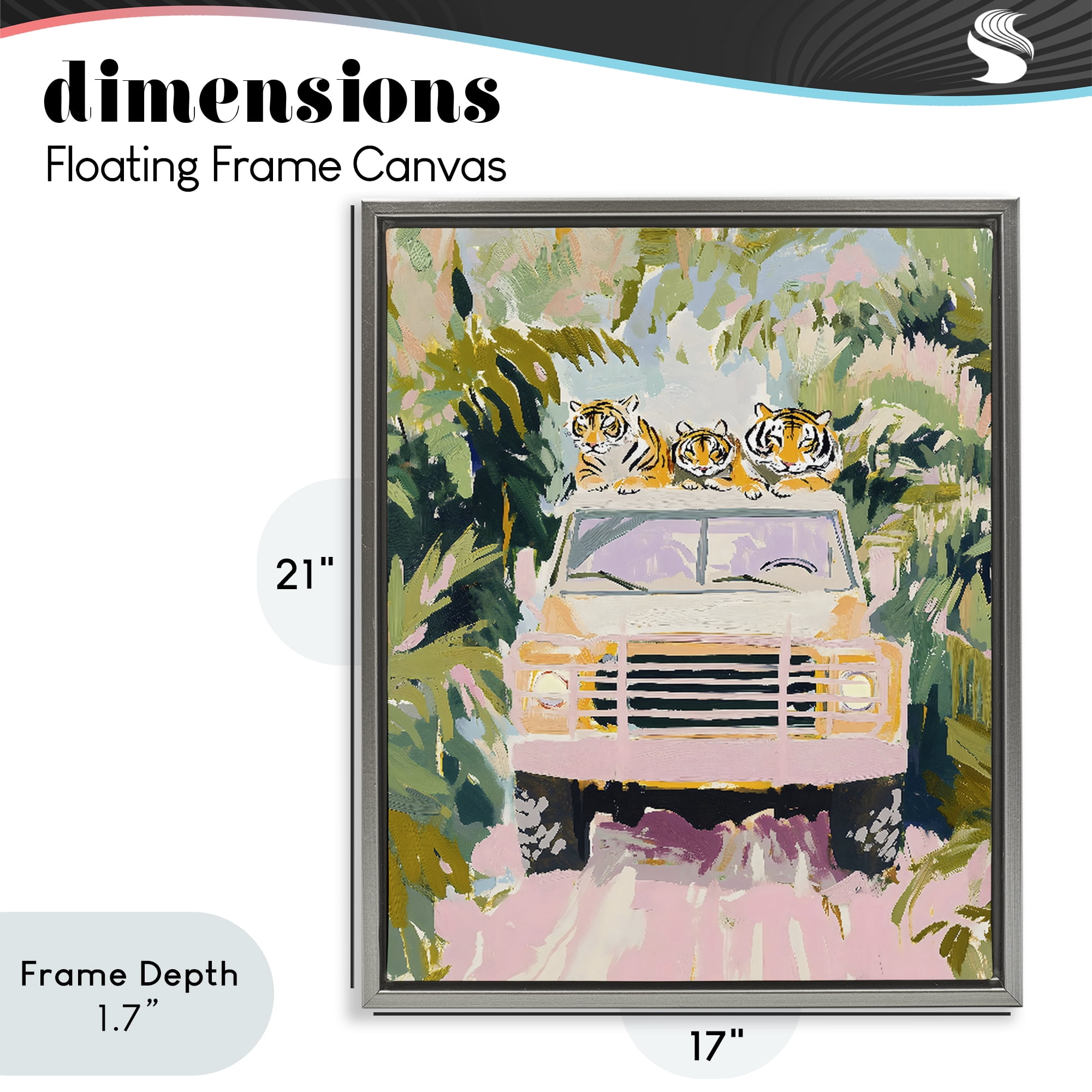 Stupell Industries Safari Trip Tiger Trio Gray Framed Floater Canvas Wall Art, design by The Prints Vibe