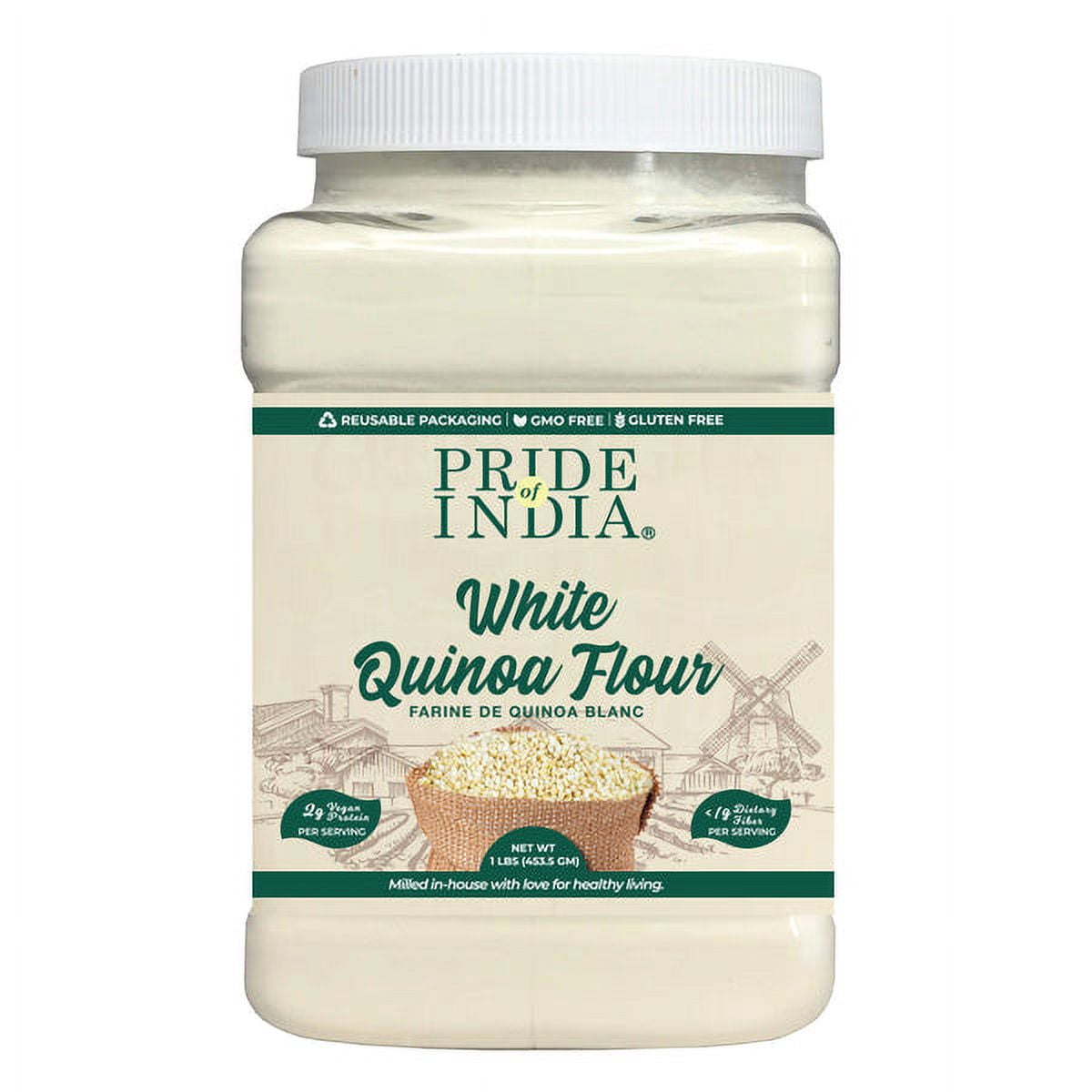 Pride of India - Pack of 6 -  Quinoa Flour for Baking & Cooking, 1 lb Jars, Vegan Gluten-free