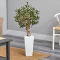 thumbnail image 2 of Nearly Natural 3.5 ft. Olive Artificial Tree in White Tower Planter, 2 of 4