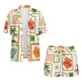 thumbnail image 4 of FKEKYI Art Flower Palm Tree Print Womens 2 Pcs Short Set Open Front Shirt Top Summer Outfits Shorts with Elastic Waist Beachwear Breathable Lounge Set Resort Wear, XL, 4 of 7