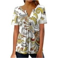 thumbnail image 2 of RT5YKing Femmes d'Été Sexy Pli Imprimé Femmes Régulières Manches Courtes V Col Bouton Tops Blouse Imprimé Floral Femmes Tops, 2 of 5