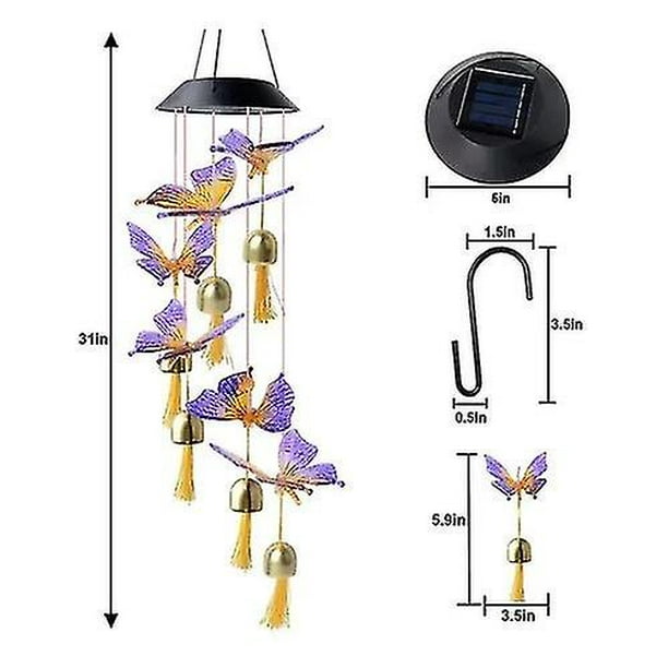 Solar Powered Wind Chimes Outdoor, Color Changing LED Mobile Lamp Romantic  Windchime Bell Light Waterproof Hanging Solar String Lights for Outdoor