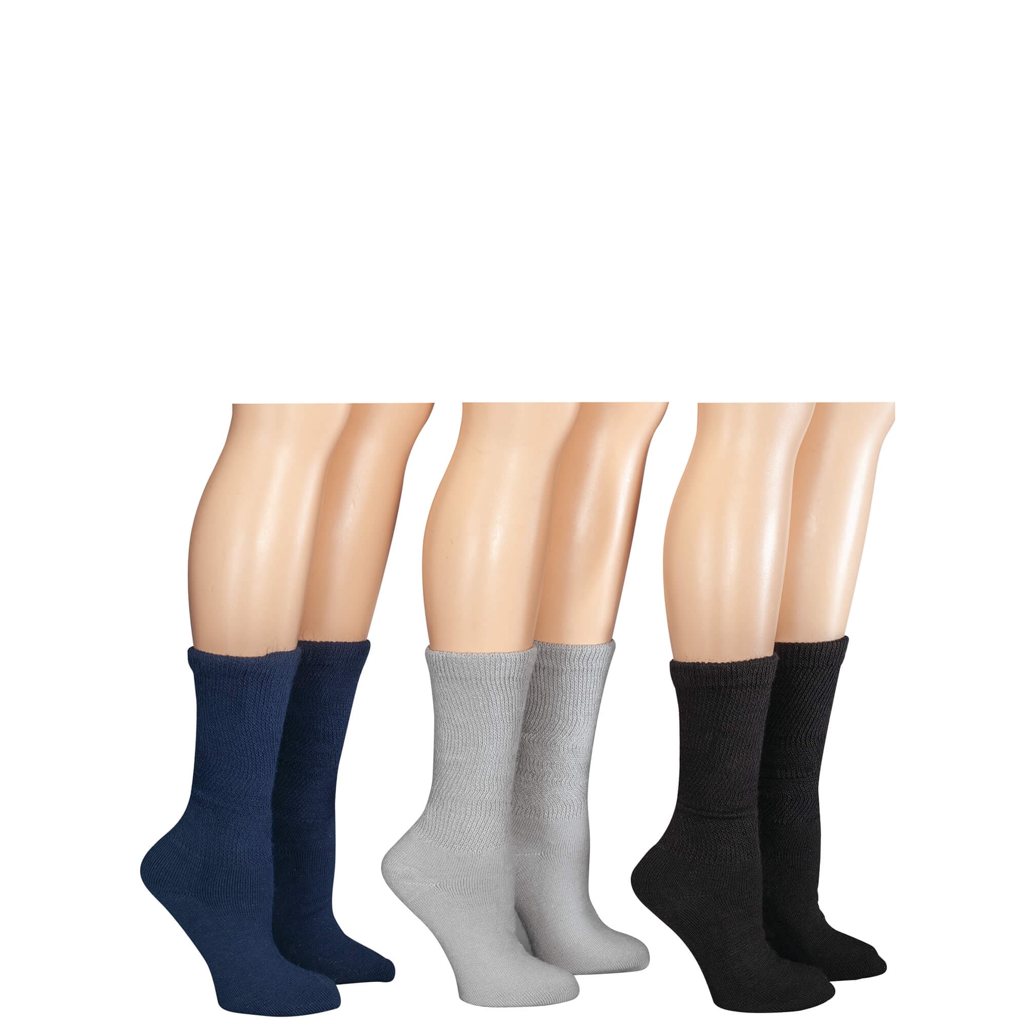 Silver Steps Diabetic Extra Plush Crew Socks, 3 Pairs