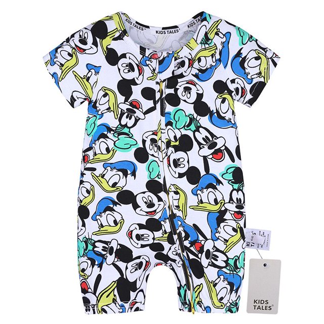 Pelele de verano para niñas pequeñas, ropa de animales de manga corta para recién nacidos, peleles para niños pequeños, mono de algodón con cremallera, trajes infantiles 9M Gao Jinjia LED