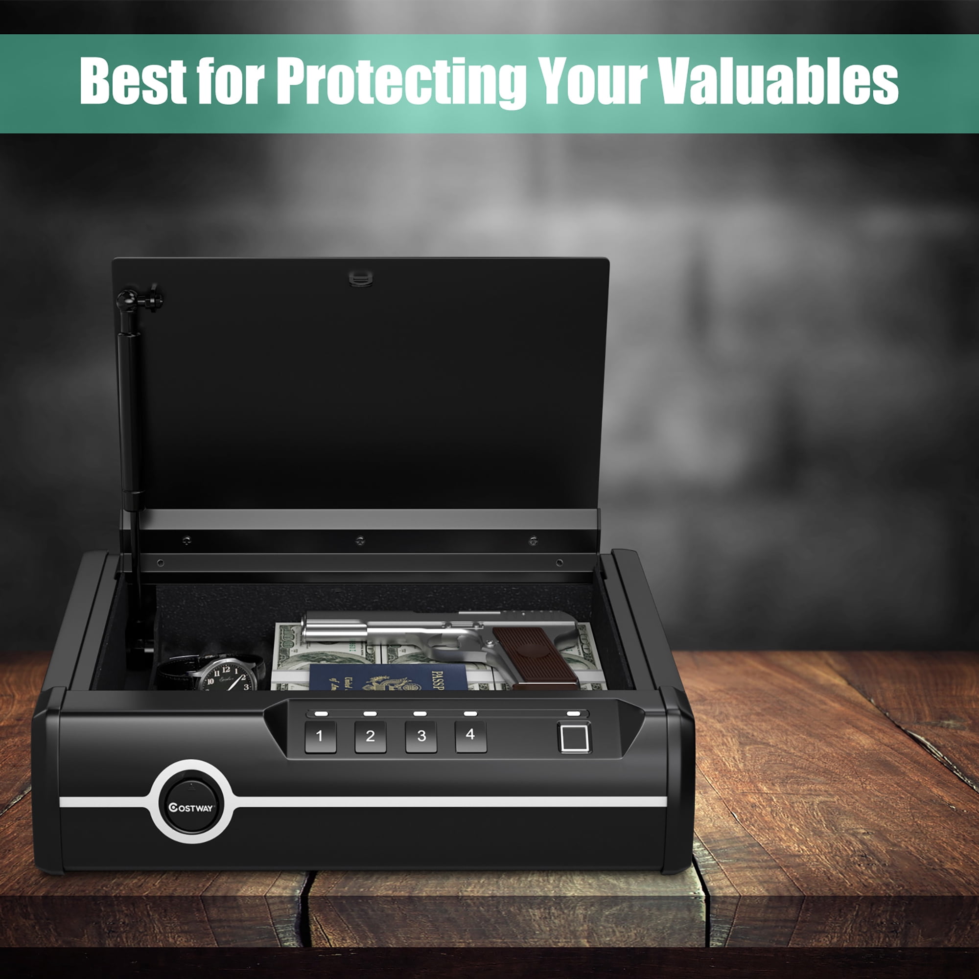 Costway Quick-Access Dual Firearm Safety Device w/ Biometric Fingerprint Lock