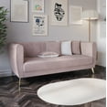 thumbnail image 2 of HMD Scarlett Velvet Flared Arm 3-Seater Sofa with 4 Throw Pillow, Pink, 2 of 5
