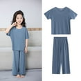thumbnail image 2 of KAUOD Girls 2 Piece Outfits Summer Casual Loose Short Sleeve Pullover Tops & Wide Leg Pants Sets Tracksuit New Sweats for Girls, 2 of 9