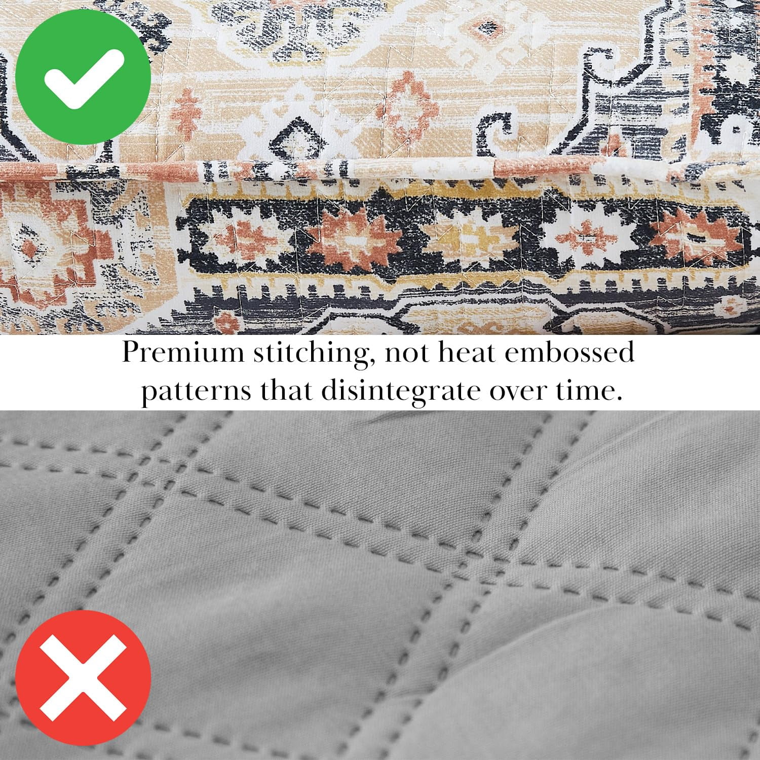 Southshore Fine Living, Inc. Oversized King Quilt Bedding Set 7-Pieces with 2 Pillow Shams, 2 Euro Shams, 2 Throw Pillows, Boho Bedding Set for King and California King Beds, Kilim Natural Tones