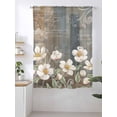 thumbnail image 2 of Sheer Curtains 72 Inches Long, White Floral Semi Sheer Curtains Light Filtering Window Treatment, Spring Farmhouse Vintage Flower Leaf Plant Privacy Voile Drapes for Living Room Bedroom 52x72 Inch, 2 of 7