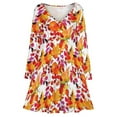 thumbnail image 3 of Fall Maple Leaf ! Long Sleeve Dresses For Women Vintage Elegant Party Dress Oversized V-neck Dress S-8XL, 3 of 7