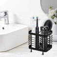 thumbnail image 4 of Rirool Toothbrush Holder for Bathroom, Wall Mounted Stainless Steel Toothbrush and Toothpaste Holder, Bathroom Organizer with Drainage Holes, 2 Slots, Black, 4 of 9
