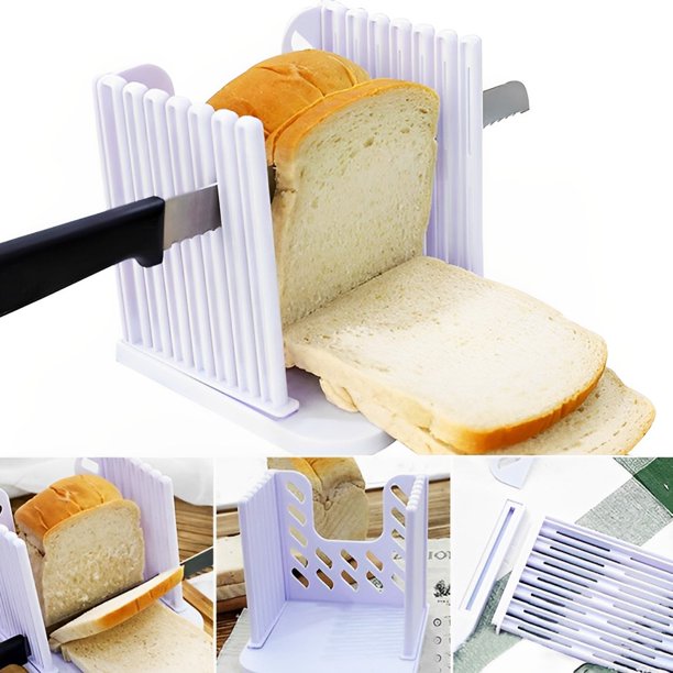 Plastic Bread Slicer for Homemade Bagel Loaf Toast, Foldable Bread