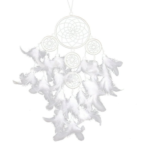 Dream Catcher Circular White Feathers Wall Hanging Decoration Decor Craft