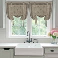 thumbnail image 4 of Beige Boho Balloon Curtains 63 Inch Length for Living Room/Bedroom, Vintage Floral Abstract Art Ethic Tribe Rod Pocket Privacy Door Curtains Decorative Tie Up Shade for Window 52"x63", 4 of 8