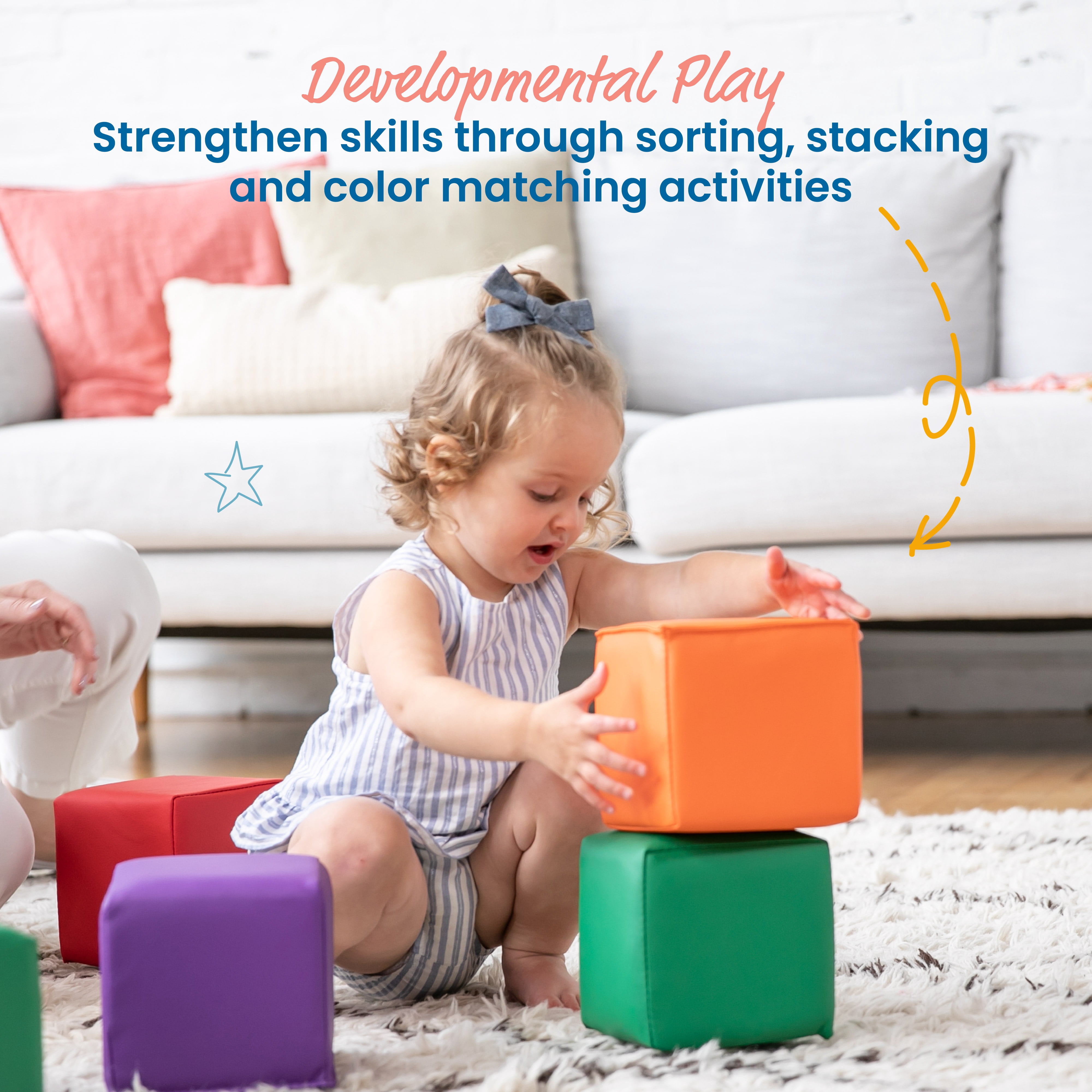 ECR4Kids SoftZone Quad Fold-N-Go Mat and Patchwork Toddler Blocks, Soft Play, Assorted, 13-Piece