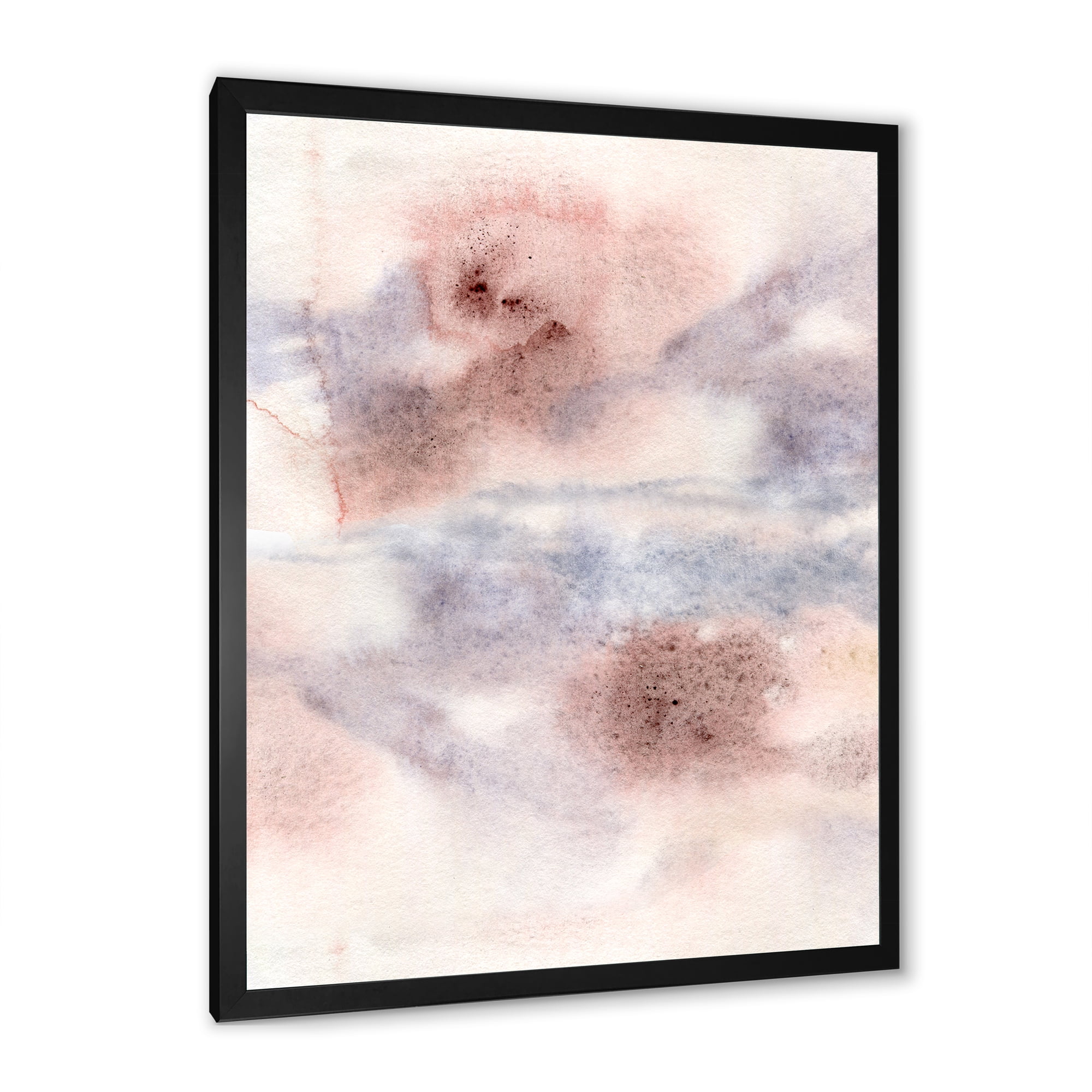 Designart 'Pastel Abstract With Gray Blue Pink and Red Spots' Modern Framed Art Print
