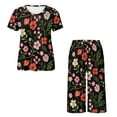 thumbnail image 5 of DISNIMO Flower Printed Women's Pajama Sets Comfy Sleepwear 2 Piece Pjs Set Short Sleeve Tops and Capri Pant Lounge, 3XL, 5 of 7