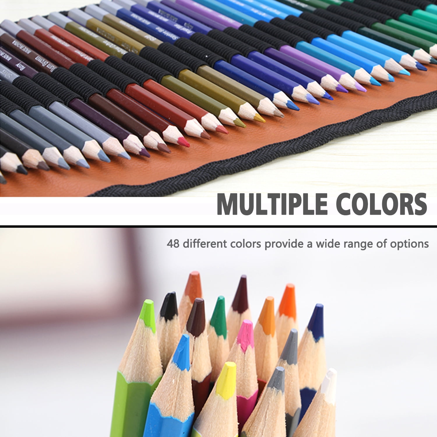 MEGICOT Watercolor Pencils Set of 48 - Includes Colored Pencils, Pencil Sharpener, 2-Watercolor Brush and Canvas Pencil Bag, Ideal for Adult Coloring Books & Art Pages
