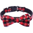 thumbnail image 2 of Dog/cat/pet Adjustable Collar Nylon Bowknot Snow Pattern Christmas Theme (red-l), 2 of 5