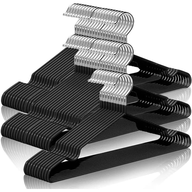 Ganchos de Acero Aleado con Recubrimiento de Goma Antideslizante, Ganchos para Ropa con Ranuras, Antióxido y Duradero, Perchas para Pantalones, Vestidos, Camisa, Abrigos
