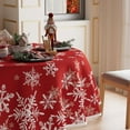 thumbnail image 2 of Winter Red Snowflakes Tablecloth Round Christmas Table Cloth Washable Table Covers for Indoor Dining Home Party Xmas Decorations 60x60 Inch, 2 of 5