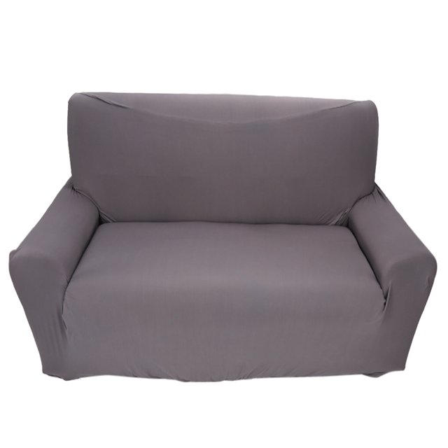 Funda elástica gris de ajuste elástico y protección total para sofá de 2 plazas
