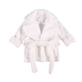 thumbnail image 1 of Baby Boy Girls Flannel Bathrobe Ultra Soft Solid Color Long Sleeve Lapel Design Robe with Belt and Pocket, 1 of 6