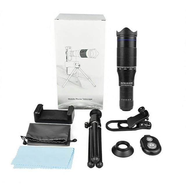 RKSTN Telescope Telescope 40X Mobile Phone Telephoto Lens Kit with Lens Clip + Phone Clip + Extendable Mini Tripod + Remote Shutter