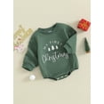 thumbnail image 3 of Suealasg Baby Boys Girls Christmas Romper Clothes 3M 6M 12M 18M Newborn Long Sleeve Tree Star Letter Print Onesie Bodysuit Autumn Clothing for Infant Boys Girls, 3 of 9