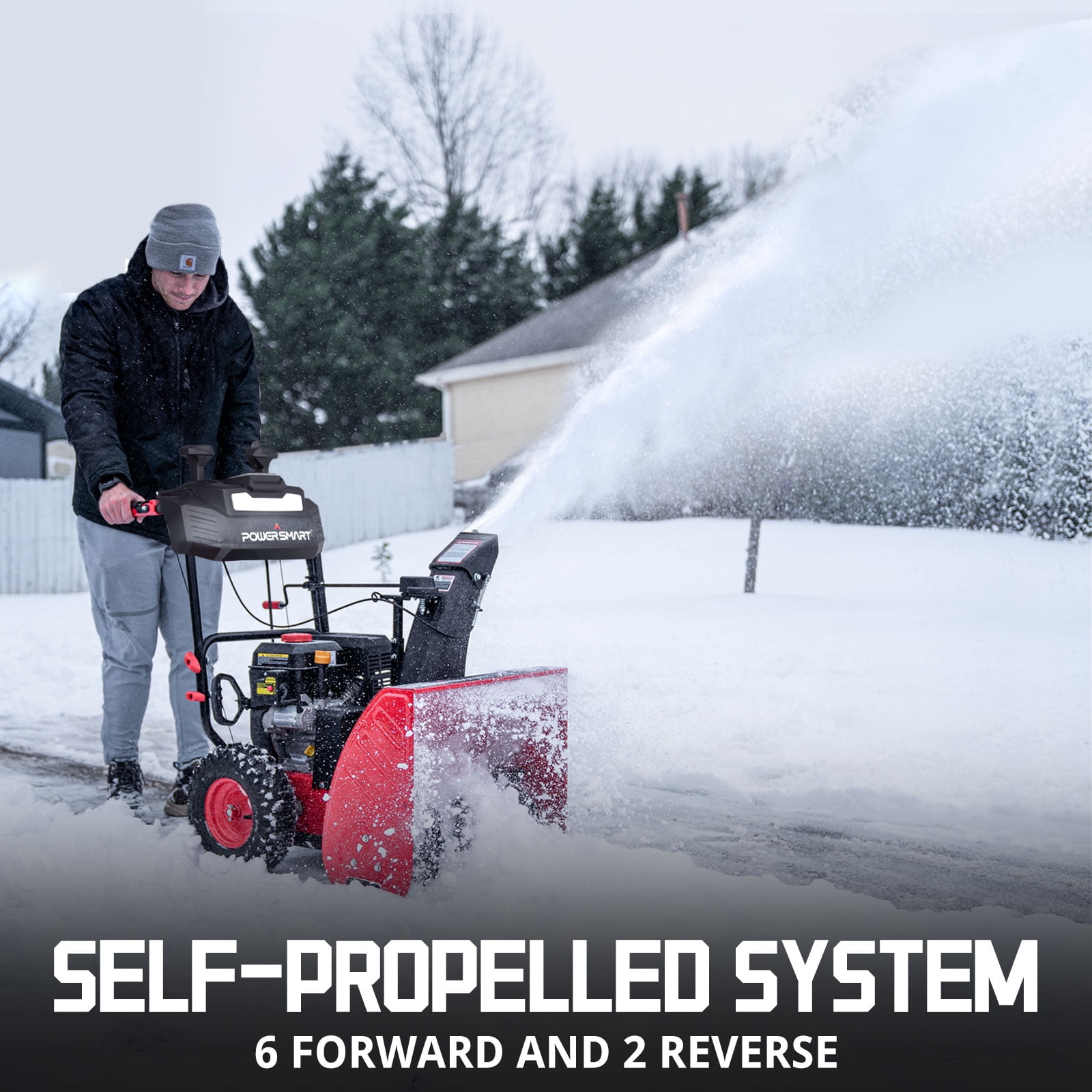PowerSmart 26" Snow Blower Gas Powered, 208cc B&S Engine Snow Blower, LED Headlight, Heated Handle