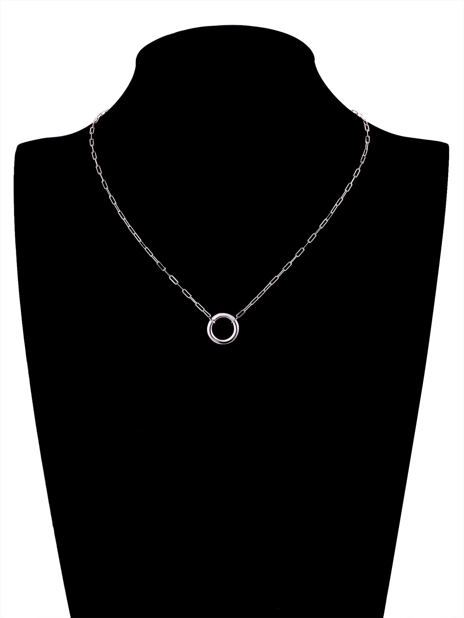 Brilliance Fine Jewelry Paperclip Chain with Round Charm Connector in Sterling Silver