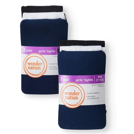 Wonder Nation Opaque Tights, 6 Pack Stockings (Little Girls & Big (Best Way To Get A Six Pack For Women)