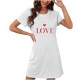 thumbnail image 2 of Xysaqa Womens Tshirt Dress Nightgown Crew Neck Sleepshirts Comfy Casual Nightshirt Love Letter Printed Nightgowns for Women Soft (Available In Plus Size) Clearance White XXL, 2 of 3