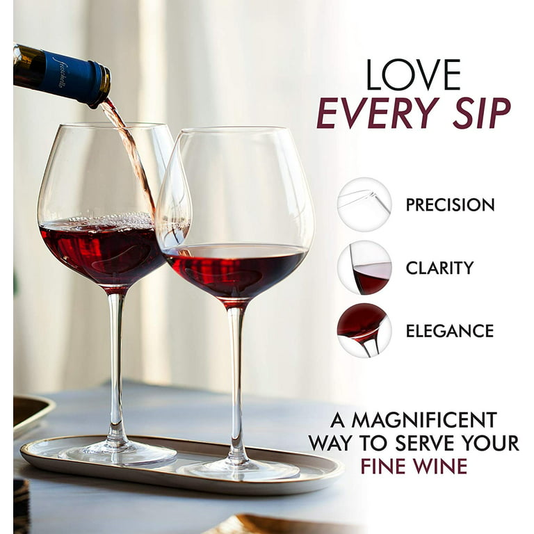 Square Wine Glasses-Crystal Wine Glasses-Large Red Wine Glass on Long Stem-Unique  Modern Shape